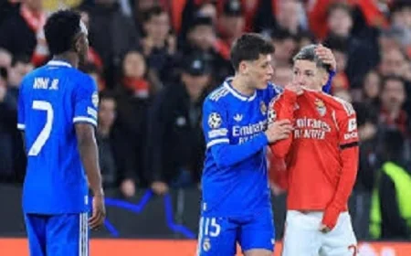 إيقاف بريستيانى لاعب بنفيكا 6 مباريات بسبب واقعة فينيسيوس جونيور