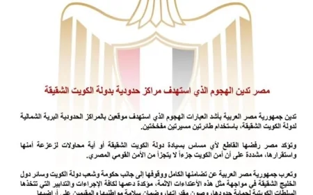 مصر تندد بالهجوم الإرهابي على المراكز الحدودية في الكويت الشقيقة