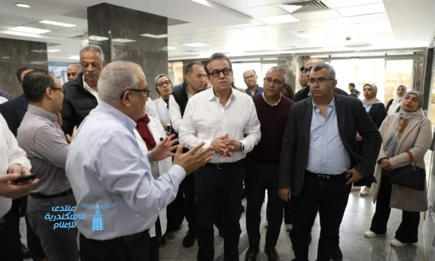 صور وزير الصحة يزور مستشفى مدينة نصر للتأمين الصحي ويشرف على عملية التطوير