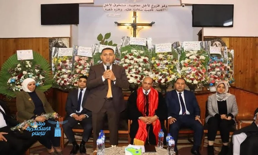 محافظ القليوبية يقدم التهاني للقس رفيق دويب بمناسبة رعايته للكنيسة الإنجيلية ببنها