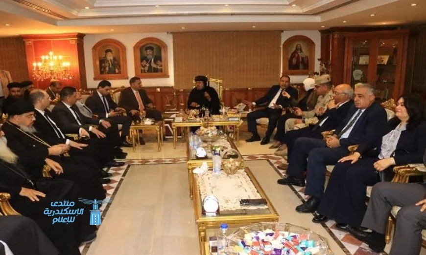 محافظ القليوبية يقدم التهاني للأنبا مرقس مطران شبرا الخيمة بمناسبة عيد القيامة المجيد